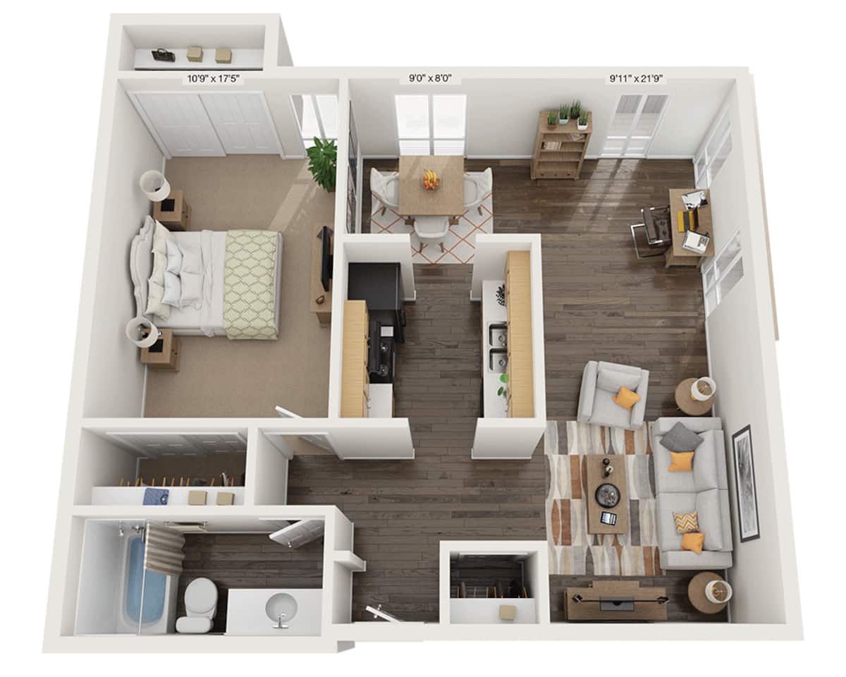 Floorplan diagram for One Bedroom Laguna, showing 1 bedroom