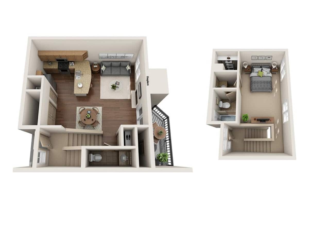 Floorplan diagram for Bluebonnet, showing 1 bedroom