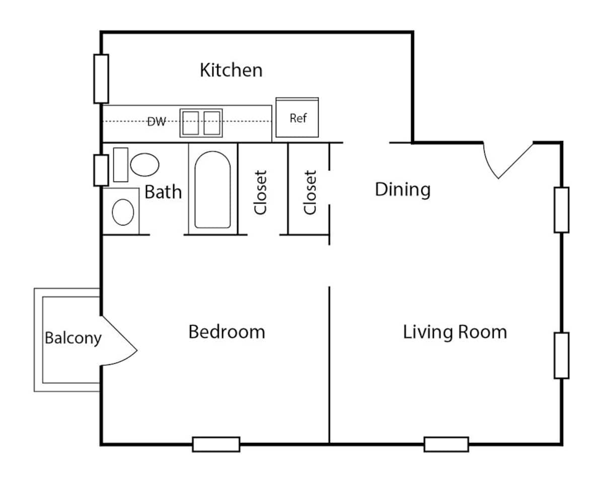 Floorplan diagram for Plan A1C, showing 1 bedroom