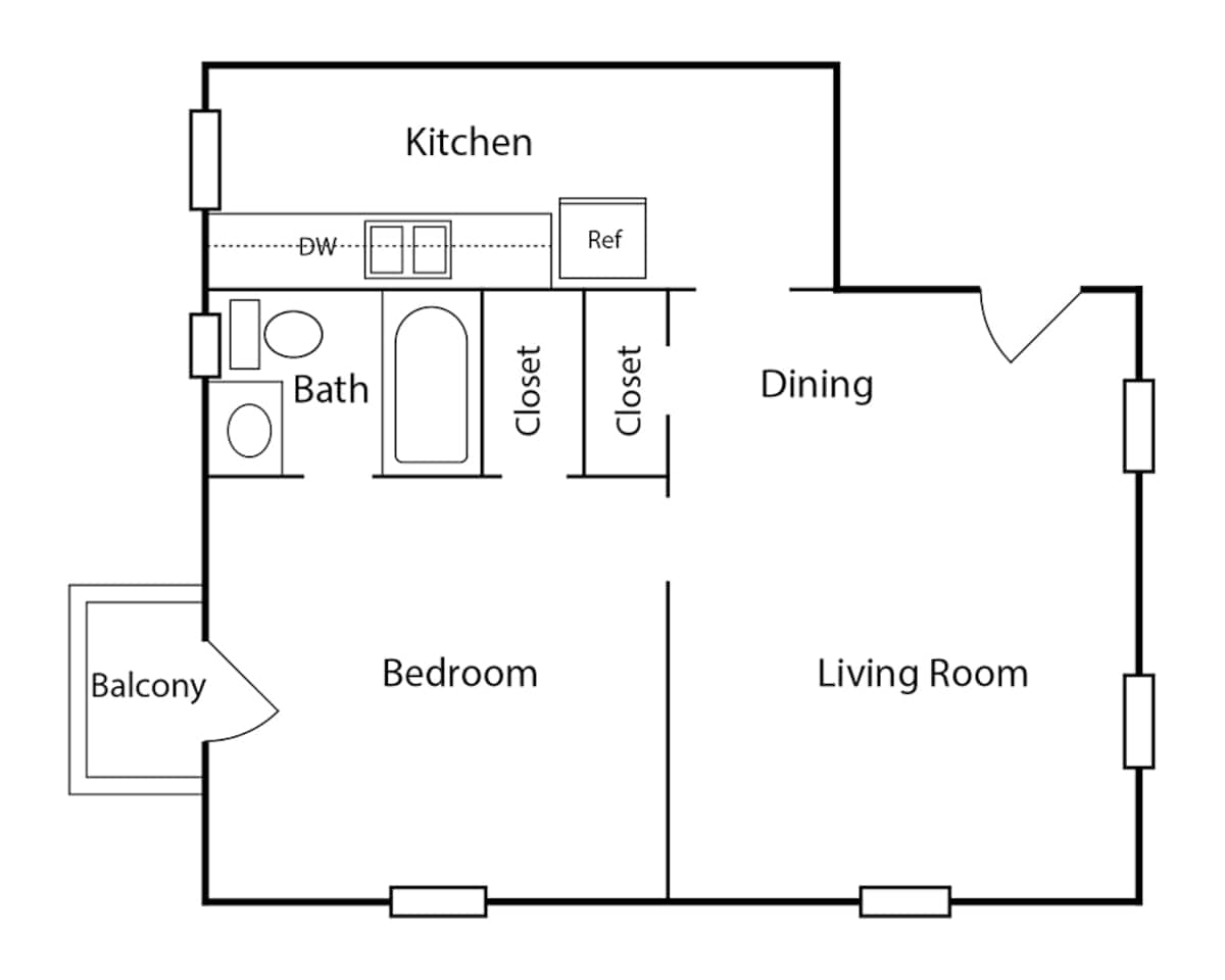 Floorplan diagram for Plan A1C, showing 1 bedroom