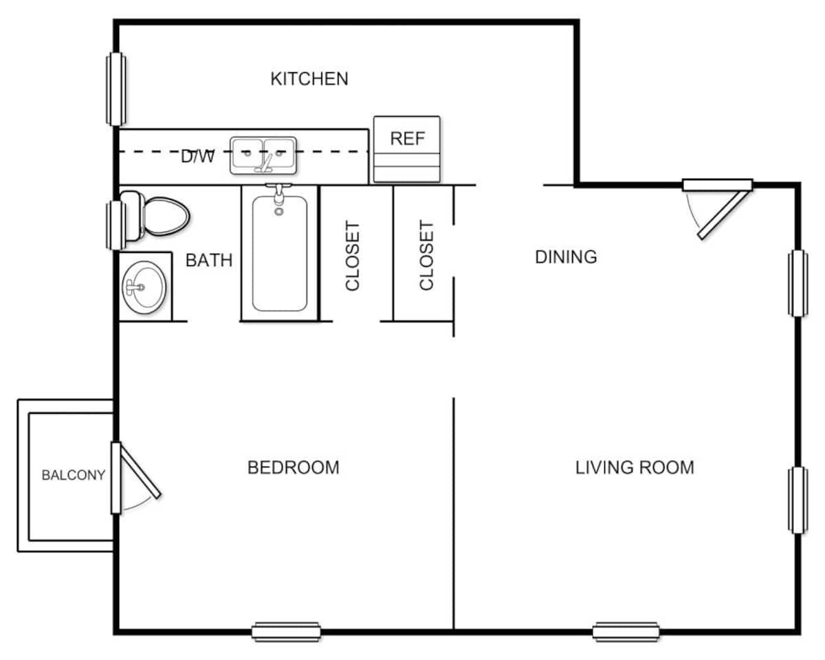 Floorplan diagram for Plan A1GD, showing 1 bedroom