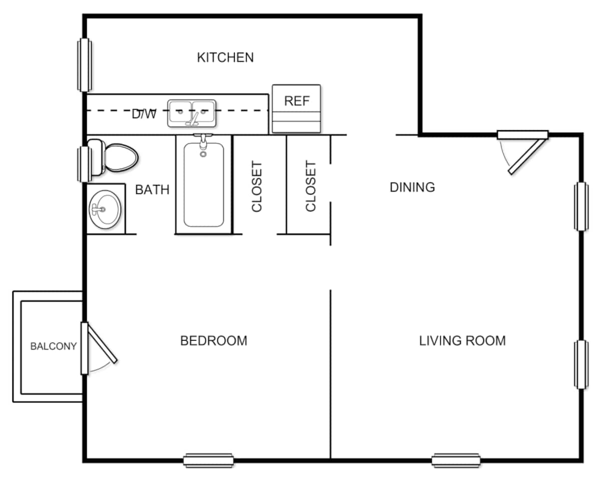 Floorplan diagram for Plan A1GD, showing 1 bedroom