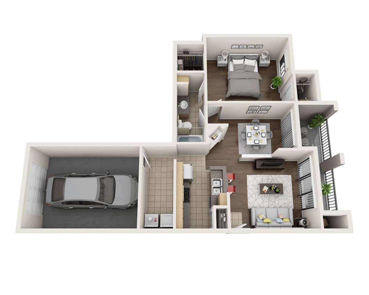 Floorplan diagram for The Texoma (A1C), showing 1 bedroom
