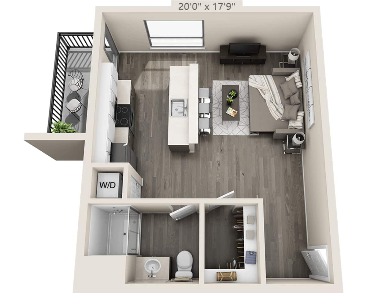 Floorplan diagram for Studio (E1F-S23), showing Studio