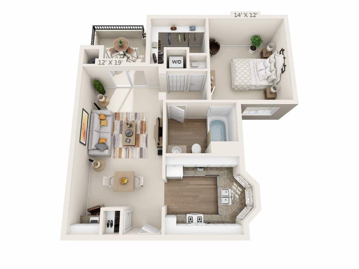 Floorplan diagram for Madrid, showing 1 bedroom