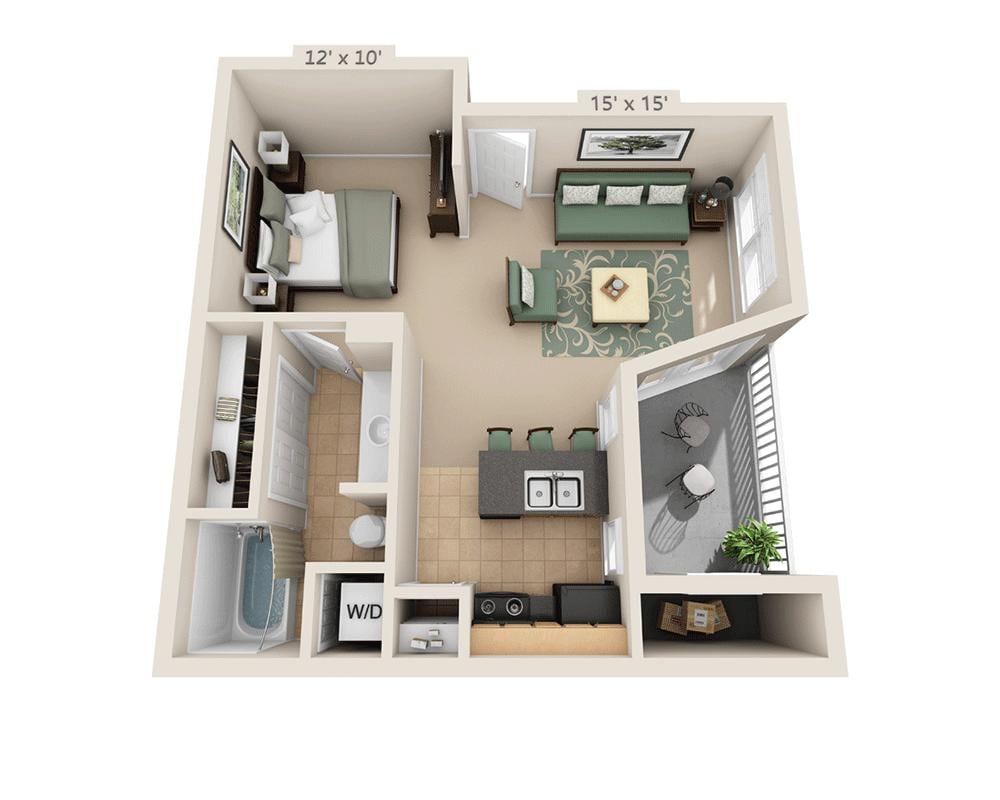 Floorplan diagram for The Massie, showing Studio