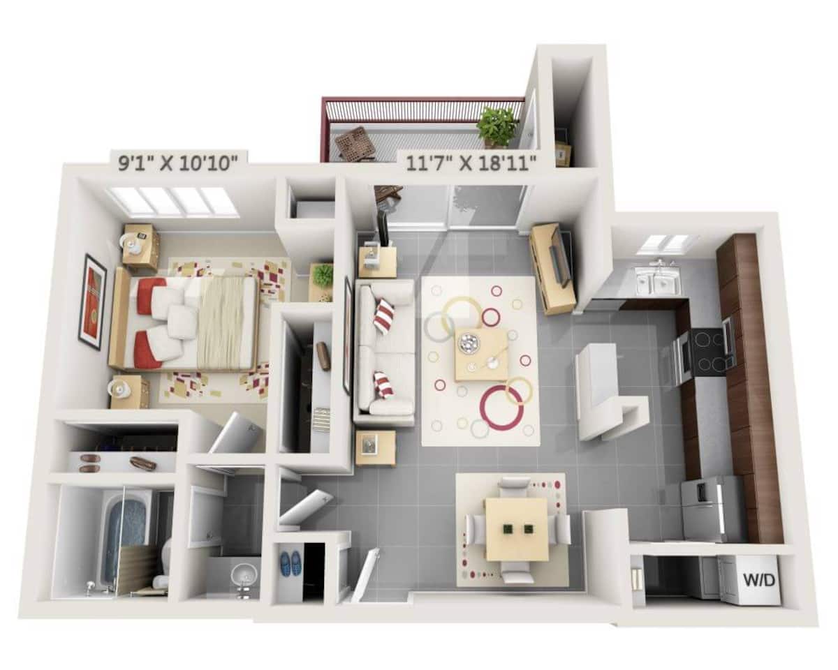 Floorplan diagram for Amador (A1C), showing 1 bedroom