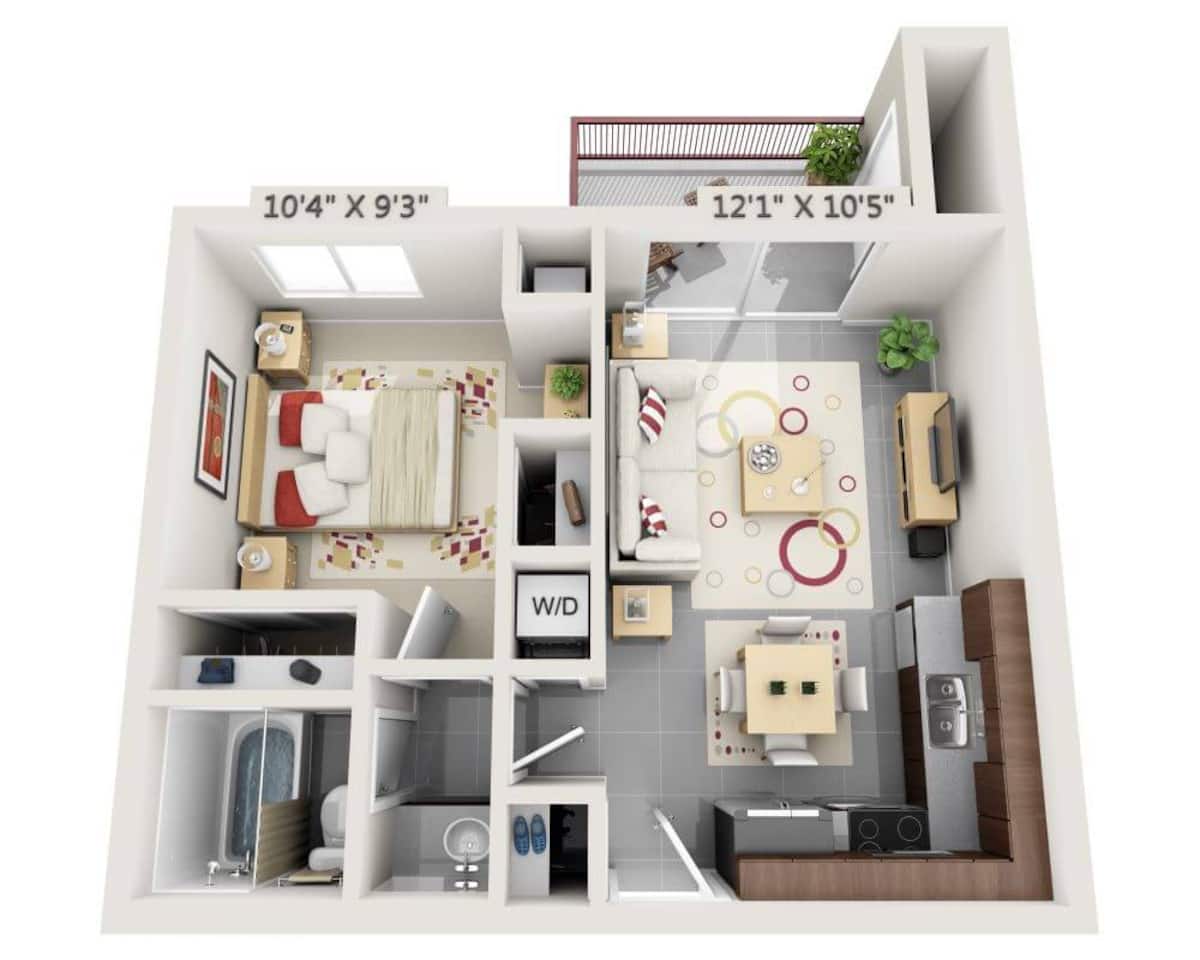 Floorplan diagram for Cashmere (A1A), showing 1 bedroom