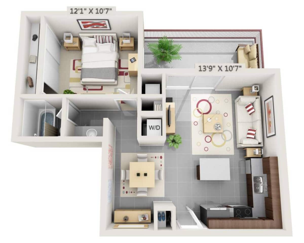 Floorplan diagram for Embarcadero (A1D), showing 1 bedroom