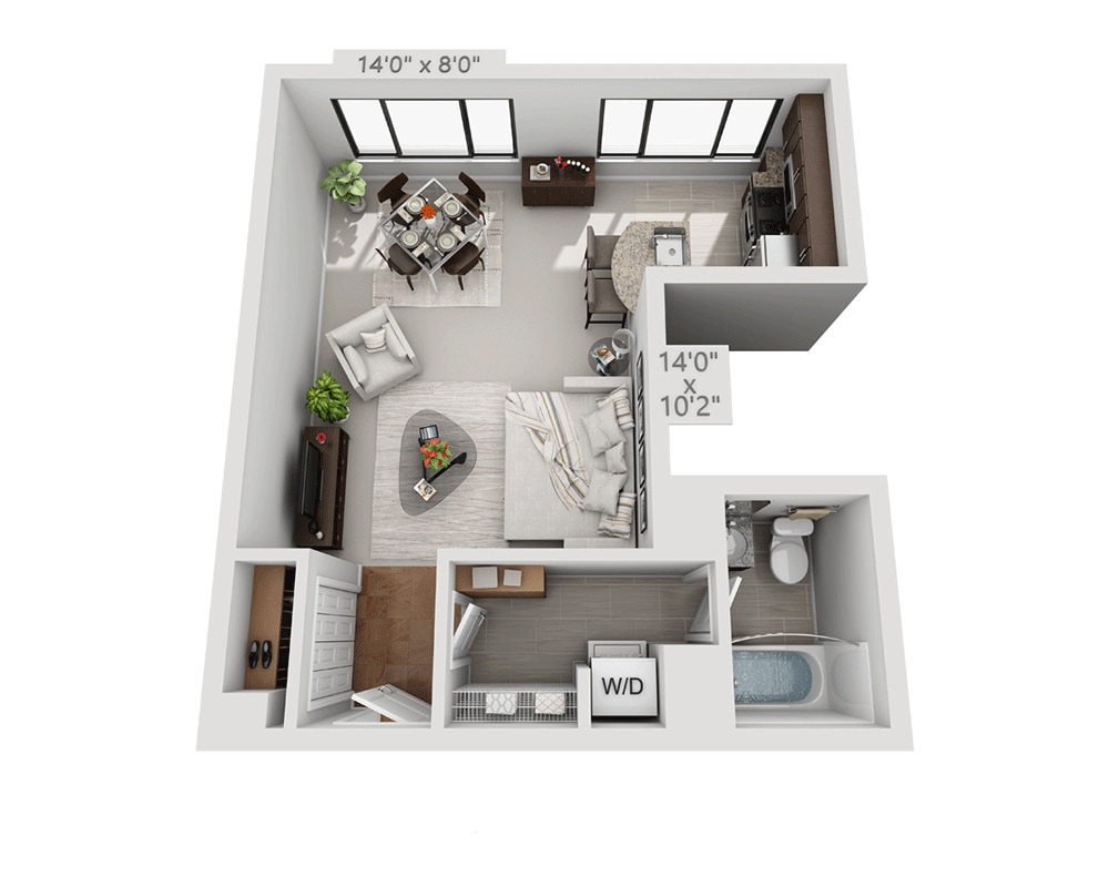 Plano de Plan E1C, que muestra Estudio