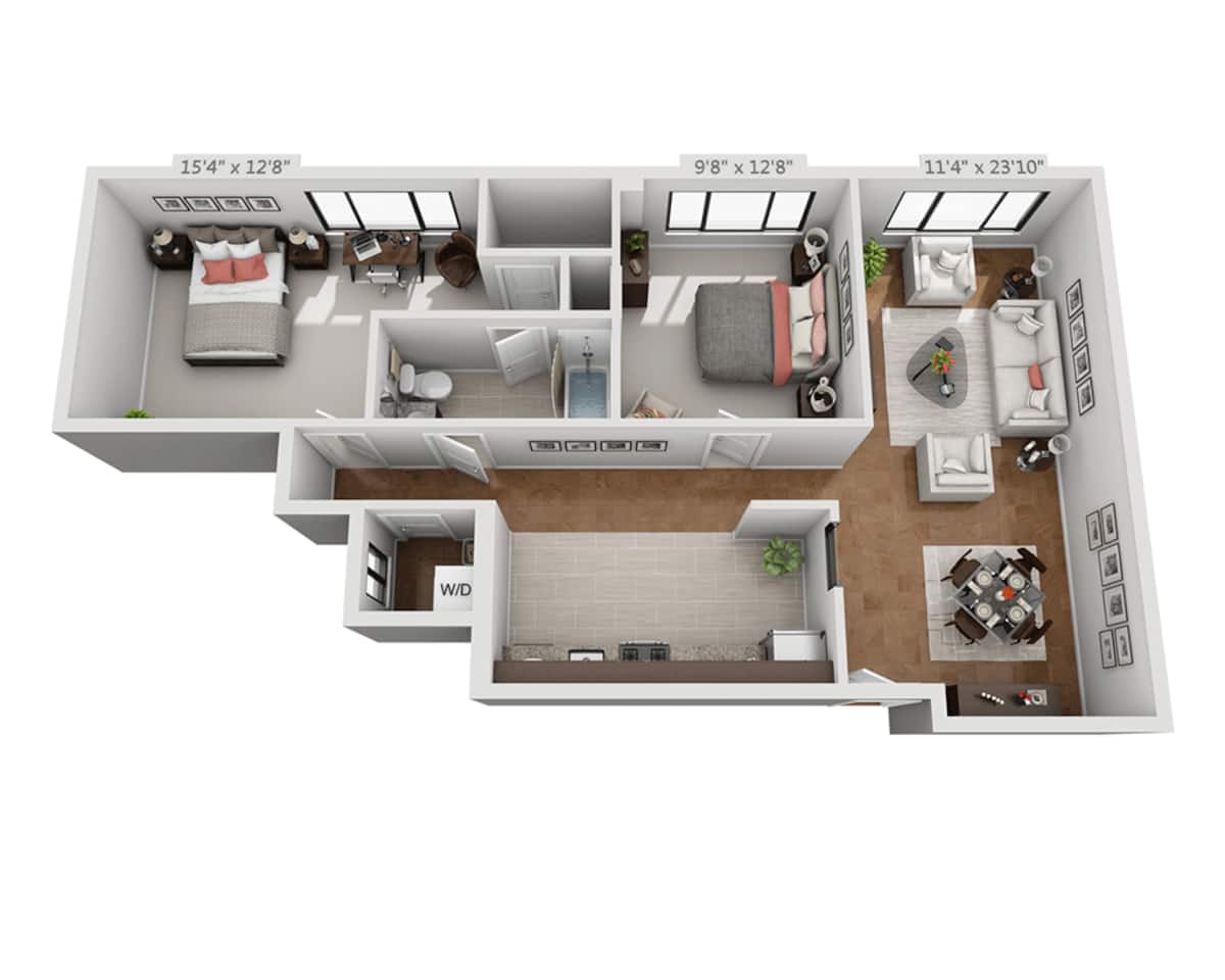 Floorplan diagram for Plan A1AD, showing 1 bedroom