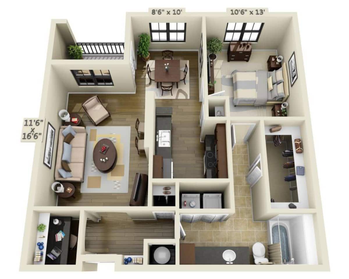 Floorplan diagram for Thomas, showing 1 bedroom
