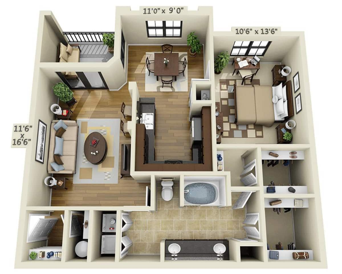 Floorplan diagram for Maple, showing 1 bedroom