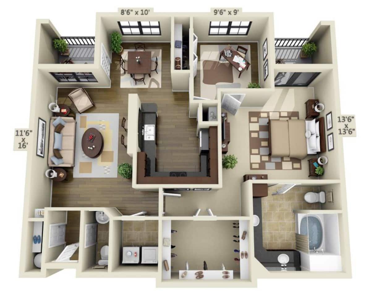 Floorplan diagram for Carlisle, showing 1 bedroom