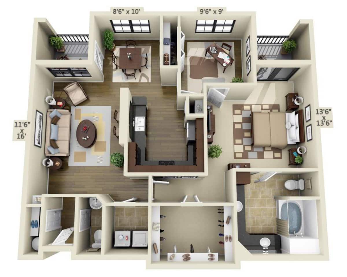 Floorplan diagram for Carlisle, showing 1 bedroom