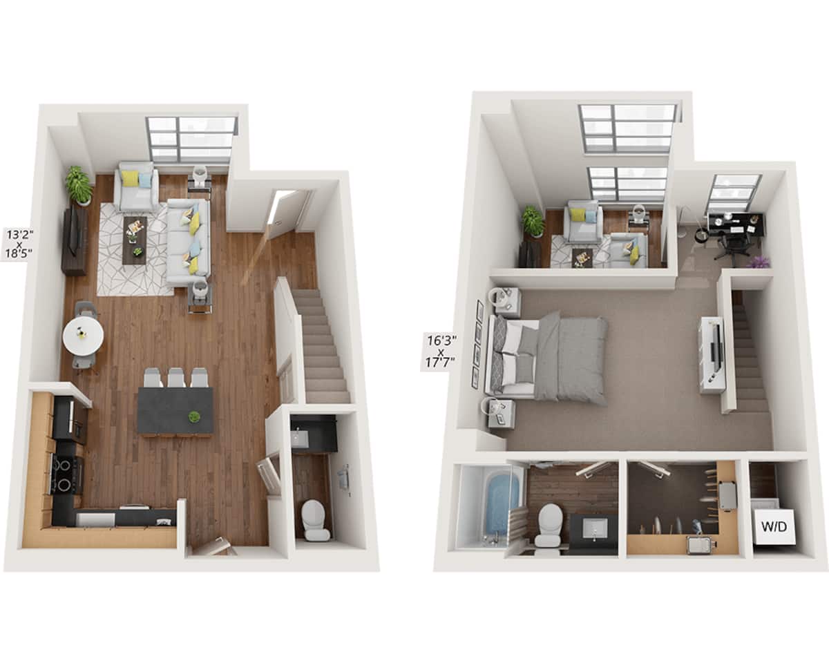 Floorplan diagram for Duboce A1.5D Loft, showing 1 bedroom