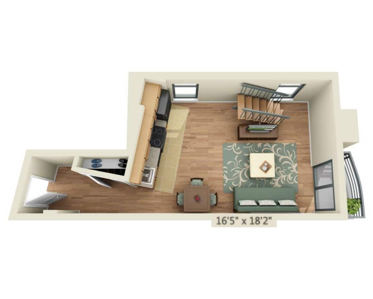 Floorplan diagram for 1 BEDROOM LOFT (A1AL), showing 1 bedroom