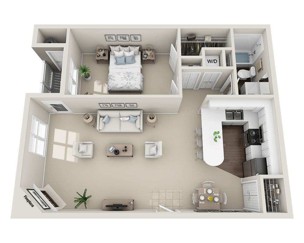 Floorplan diagram for Sequoia 1, showing 1 bedroom