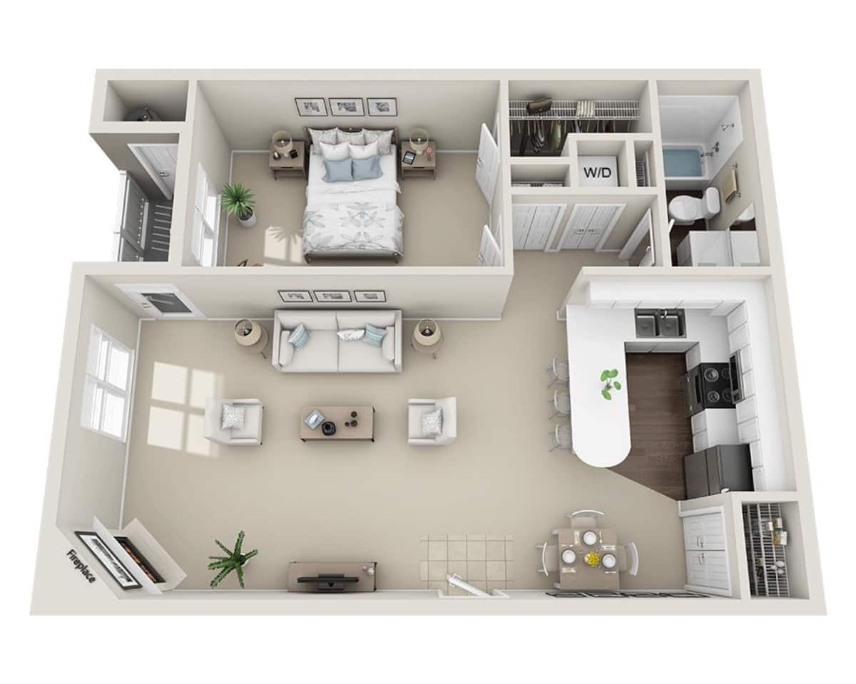 Floorplan diagram for Sequoia 1, showing 1 bedroom