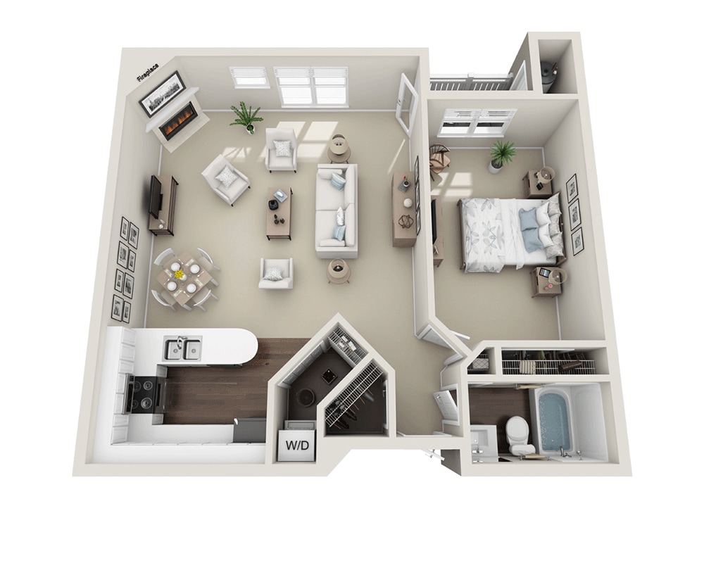 Floorplan diagram for Spruce, showing 1 bedroom