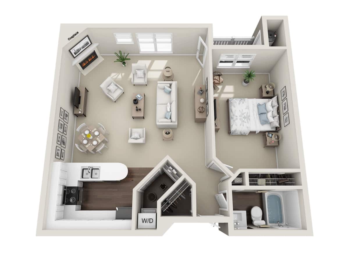 Floorplan diagram for Spruce, showing 1 bedroom