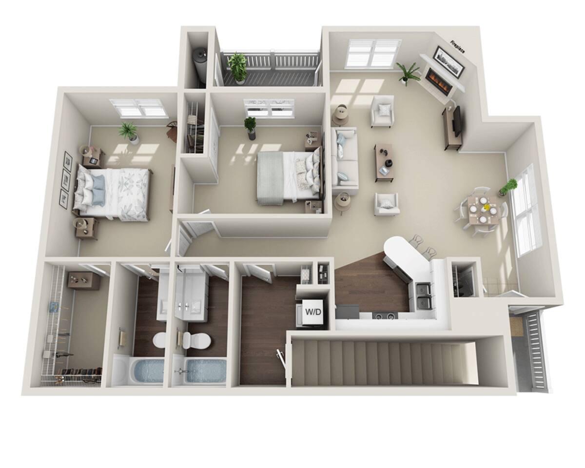 Floorplan diagram for Madrona 1, showing 2 bedroom