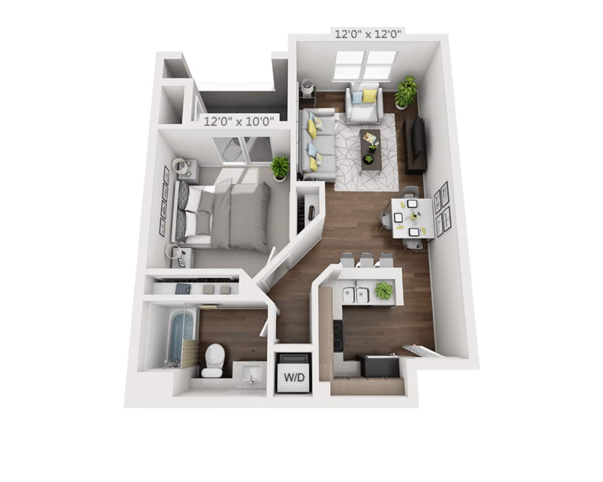 Floorplan diagram for A1A, showing 1 bedroom