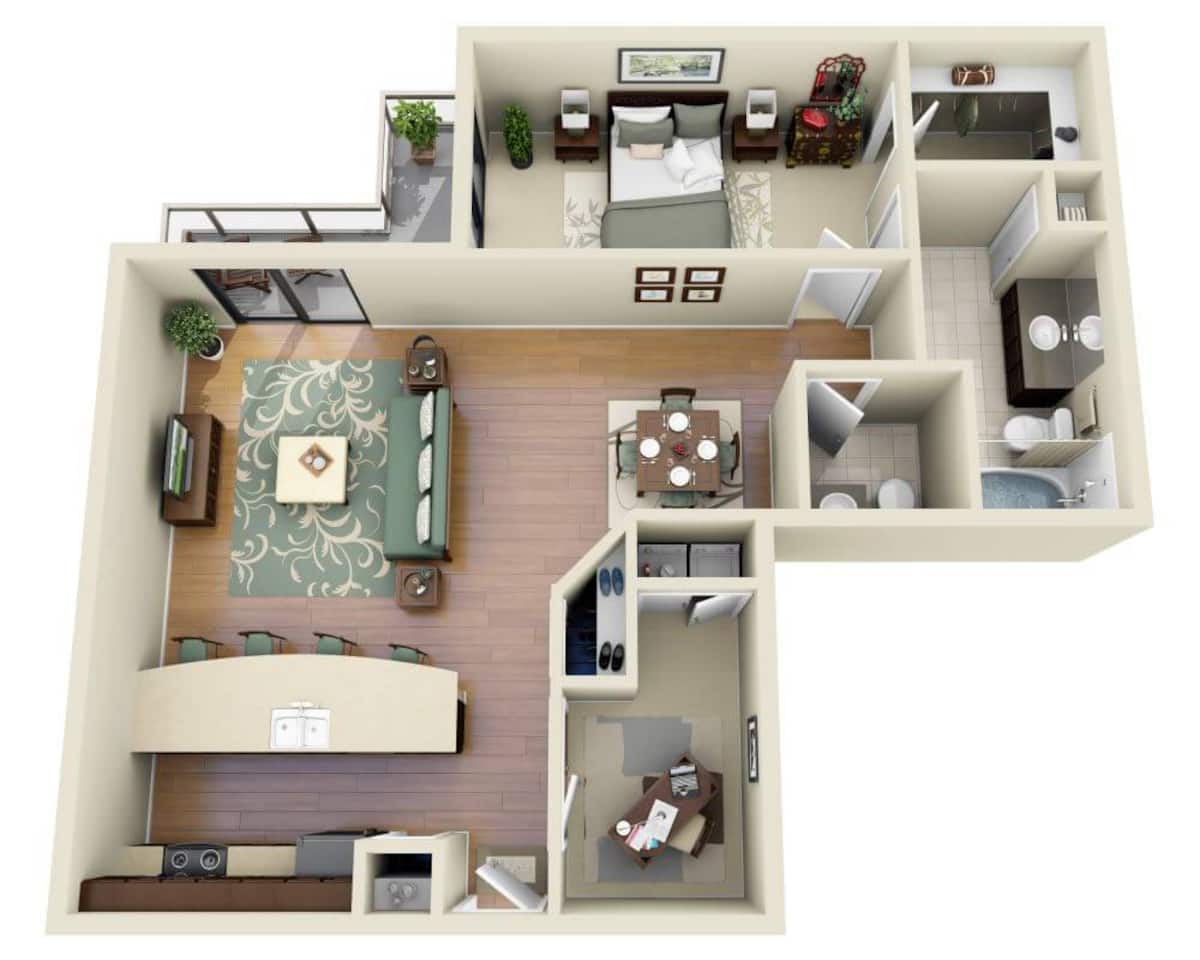 Floorplan diagram for Valencia (A1.5C), showing 1 bedroom