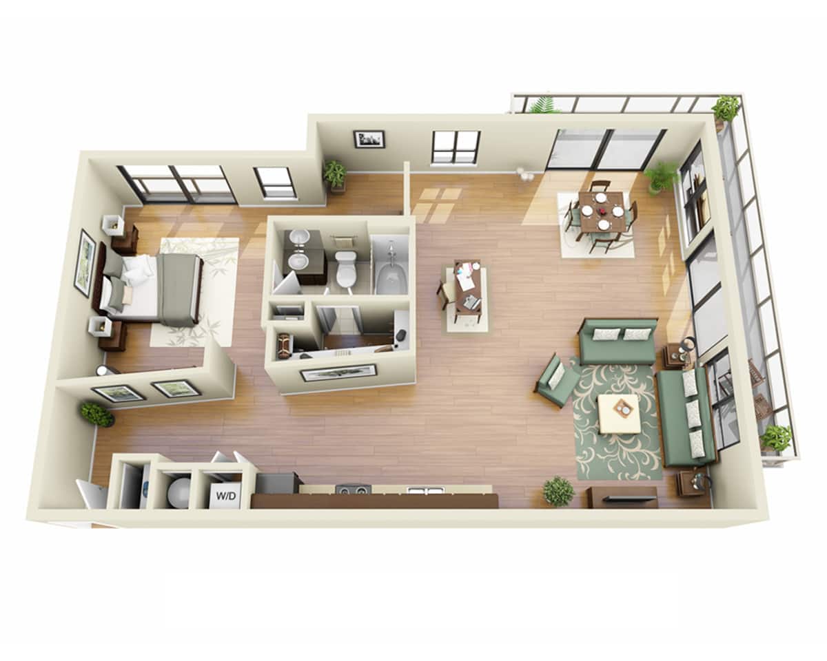 Floorplan diagram for Miramont (A1DD), showing 1 bedroom