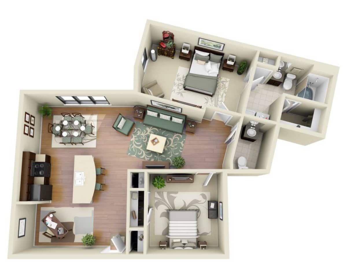 Floorplan diagram for Montebello (A2B), showing 1 bedroom