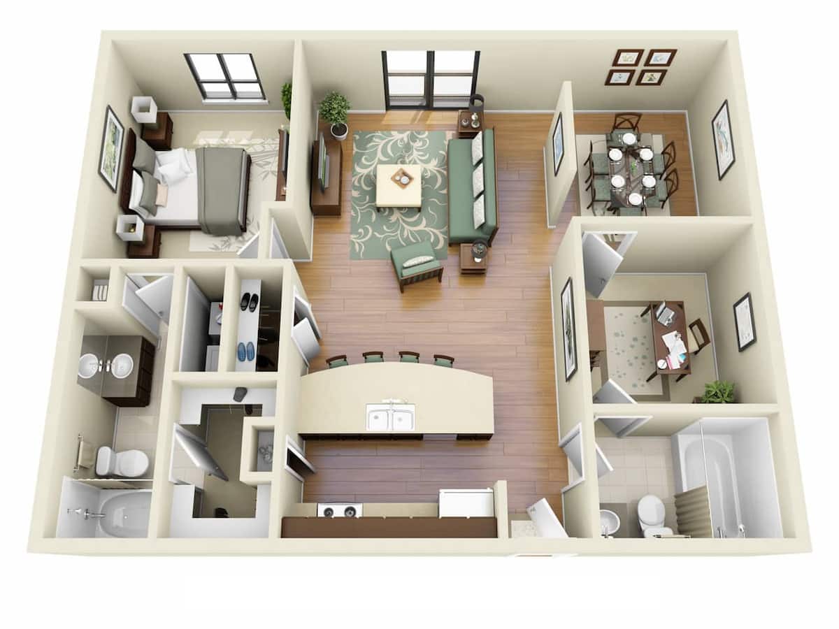 Floorplan diagram for Prescott (A2C), showing 1 bedroom