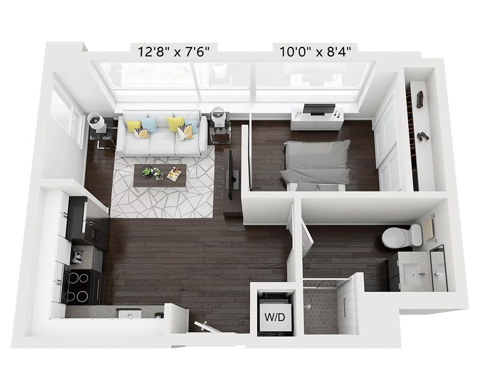 Plano de Plan A1C22 (muestra 1 dormitorio)