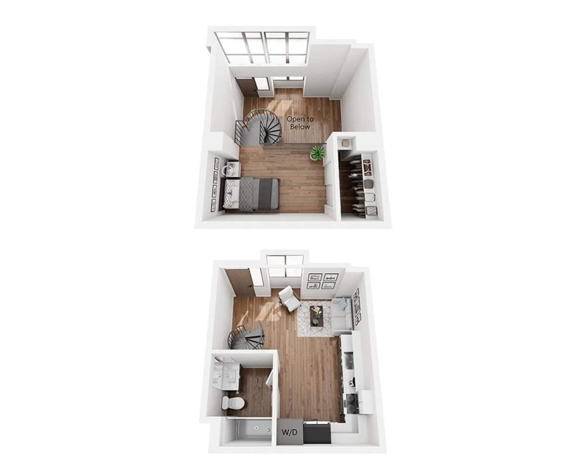 Floorplan diagram for Plan E1AL25, showing Studio