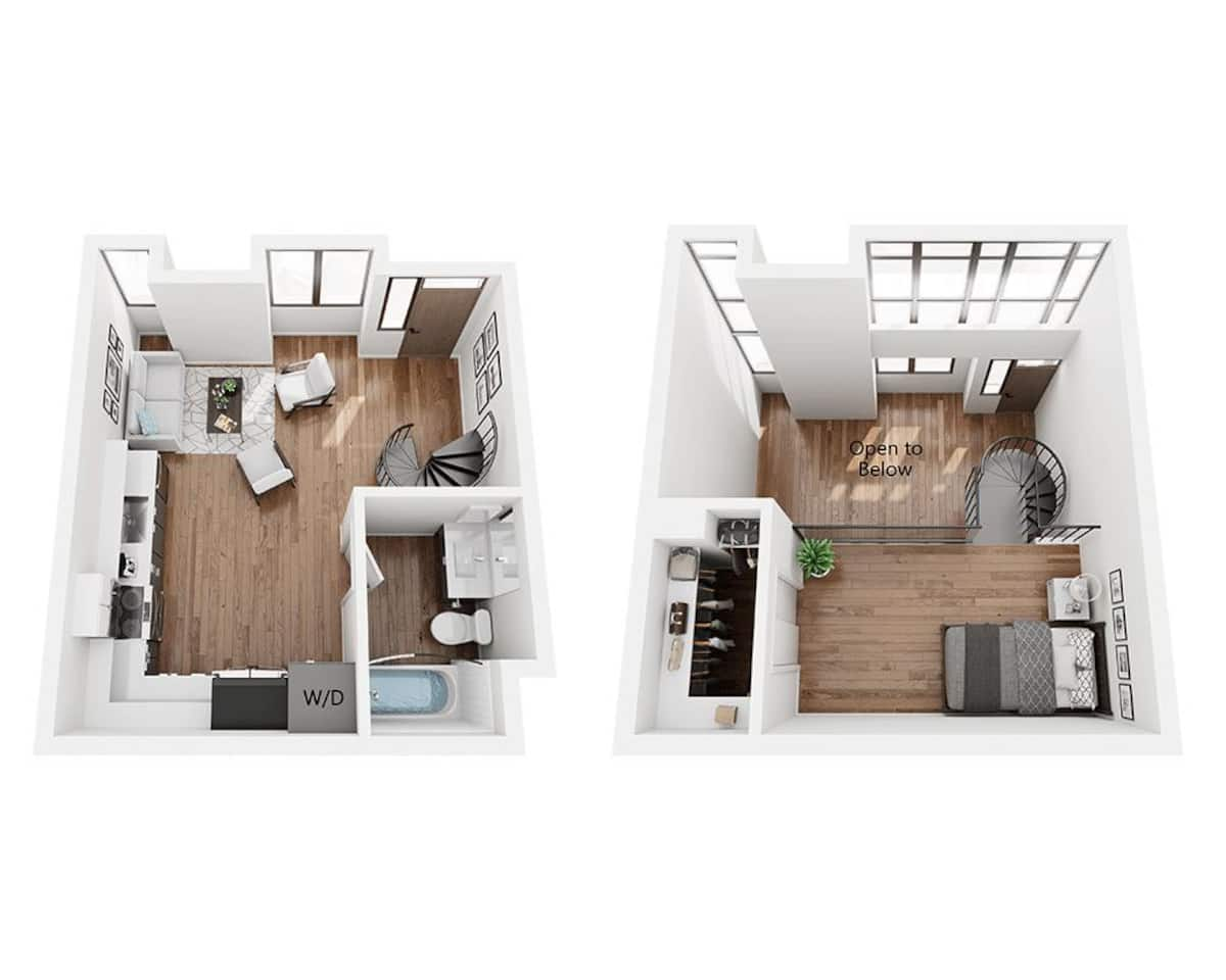 Floorplan diagram for Plan E1DL25, showing Studio