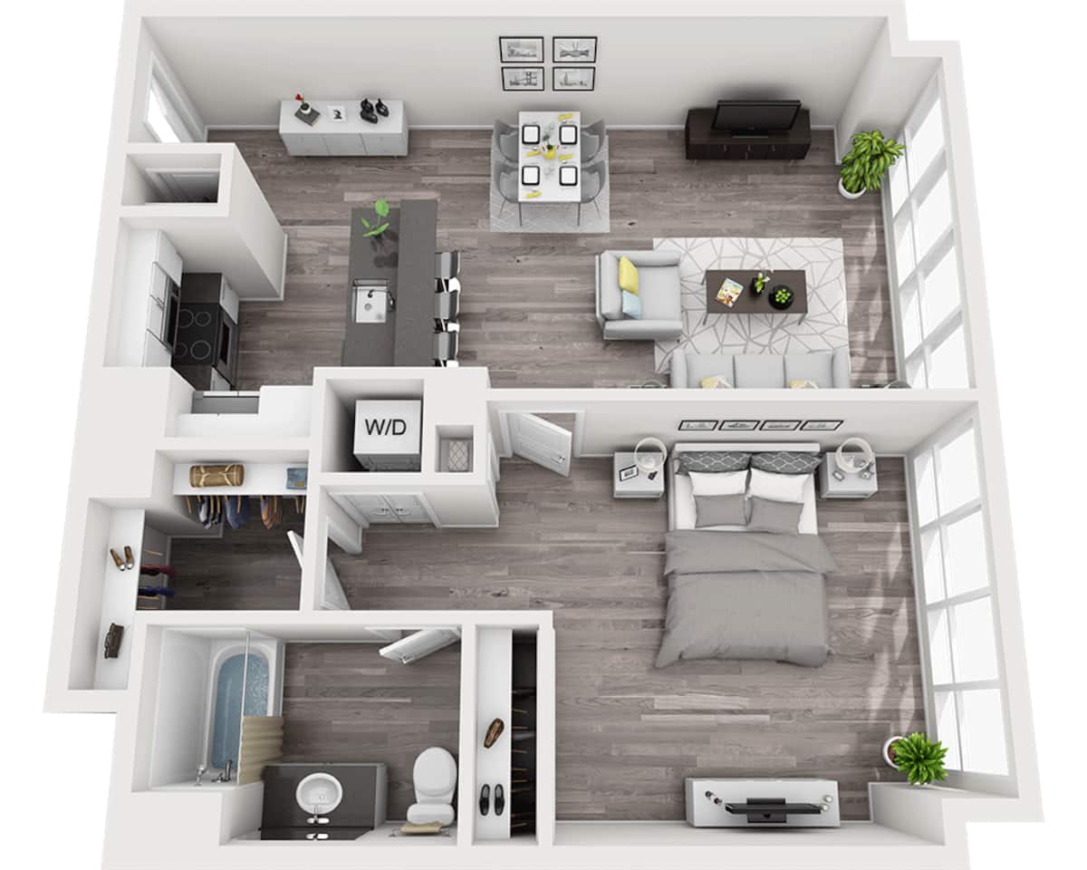 Floorplan diagram for Plan A1C, showing 1 bedroom