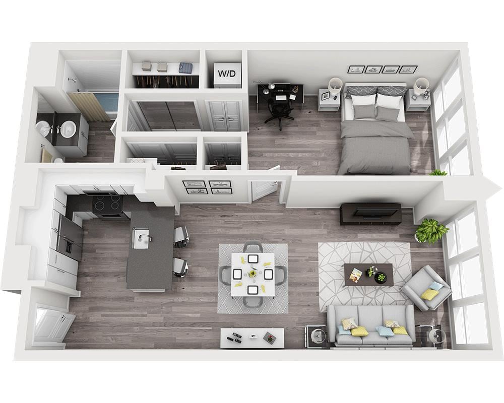 Plano de Plan A1E (muestra 1 dormitorio)