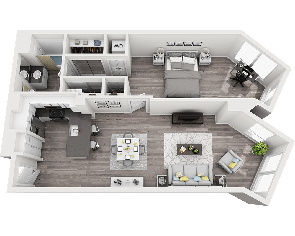 Floorplan diagram for Plan A1G, showing 1 bedroom