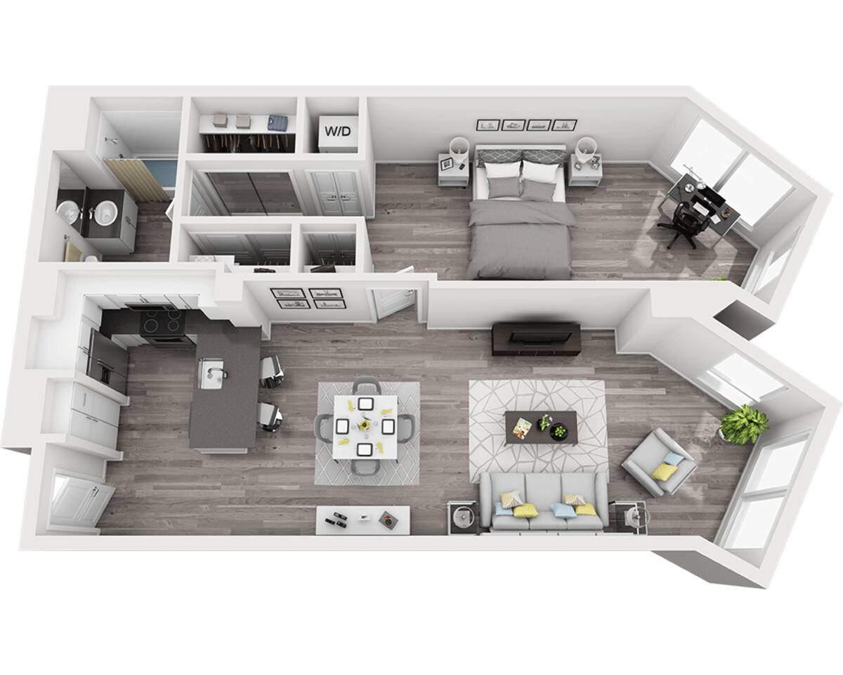 Floorplan diagram for Plan A1G, showing 1 bedroom