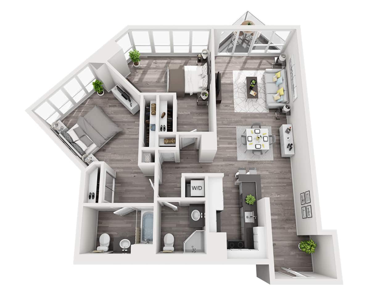 Floorplan diagram for Plan B2G, showing 2 bedroom