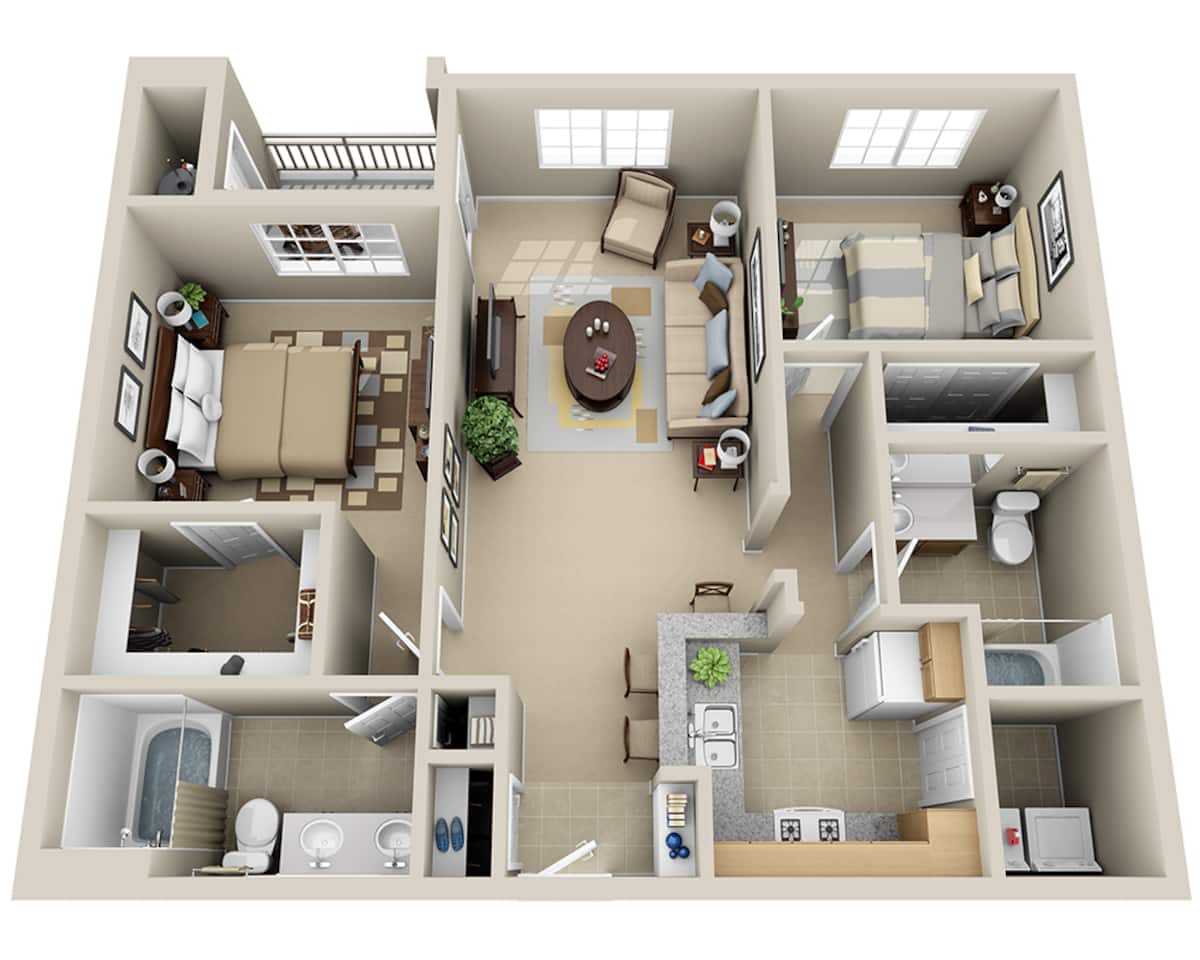 Floorplan diagram for Manhattan B (B2F), showing 2 bedroom