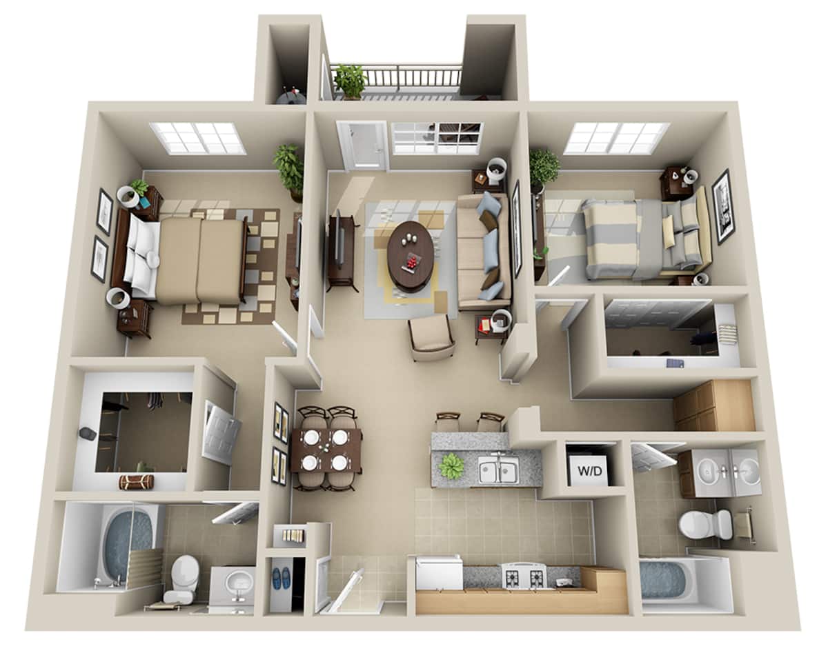 Floorplan diagram for Topanga (B2D), showing 2 bedroom