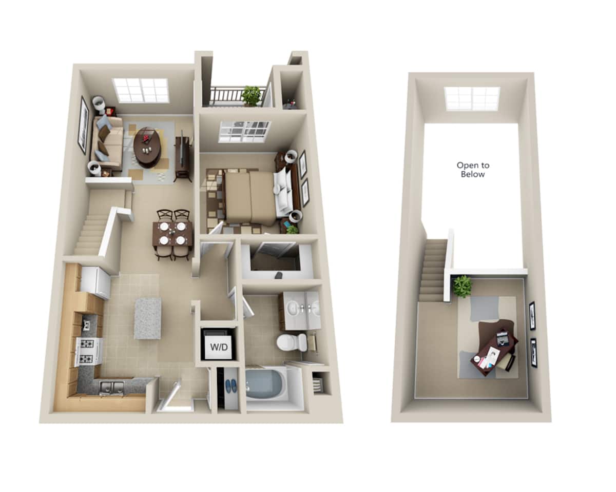 Floorplan diagram for Waterside (A1FL), showing 1 bedroom