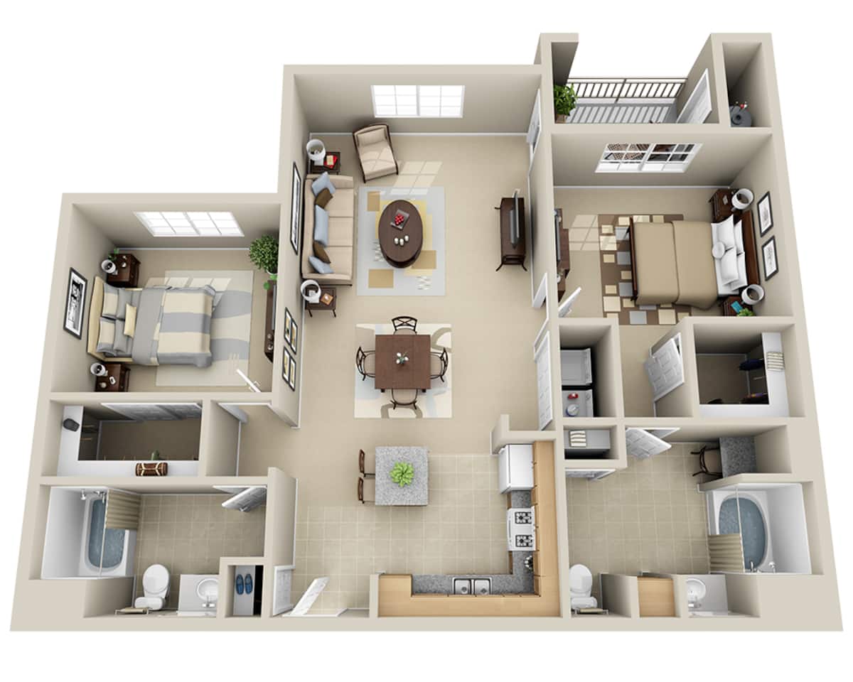 Floorplan diagram for Hermosa (B2H), showing 2 bedroom
