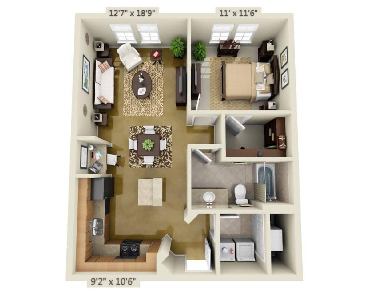 Floorplan diagram for Duque (A1A), showing 1 bedroom