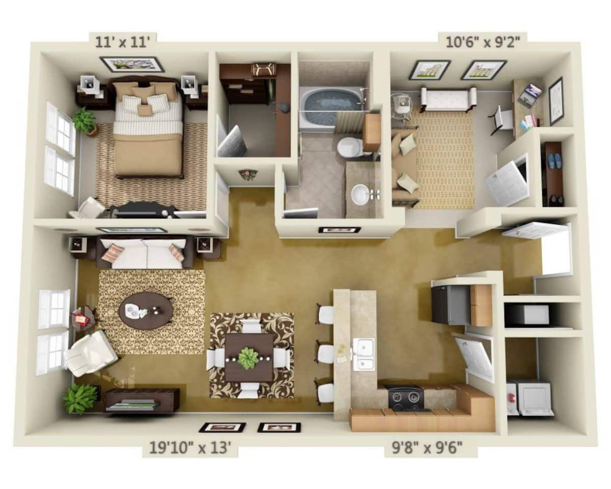 Floorplan diagram for Gomez (A1CD), showing 1 bedroom