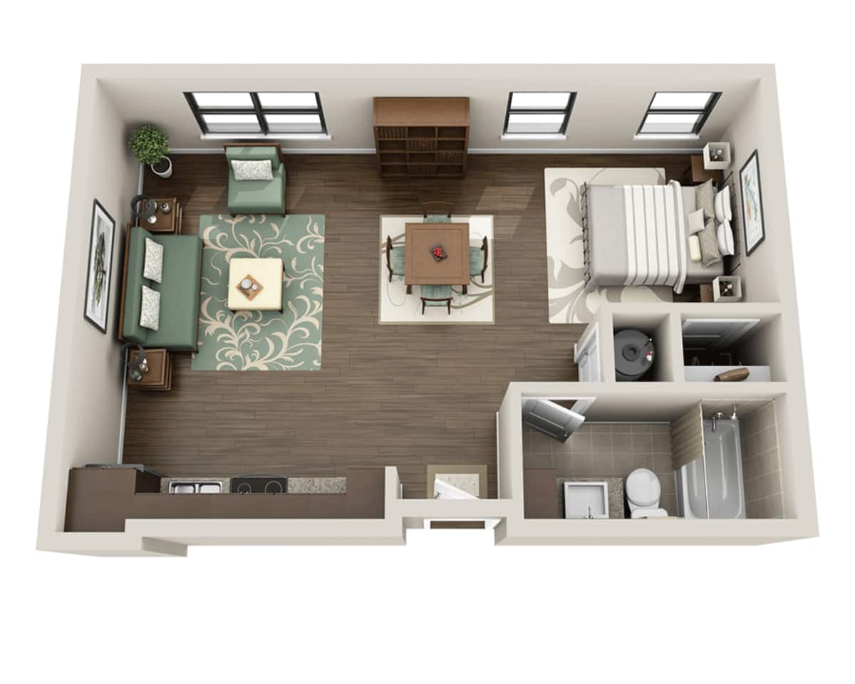 Floorplan diagram for Instill (E1B), showing Studio