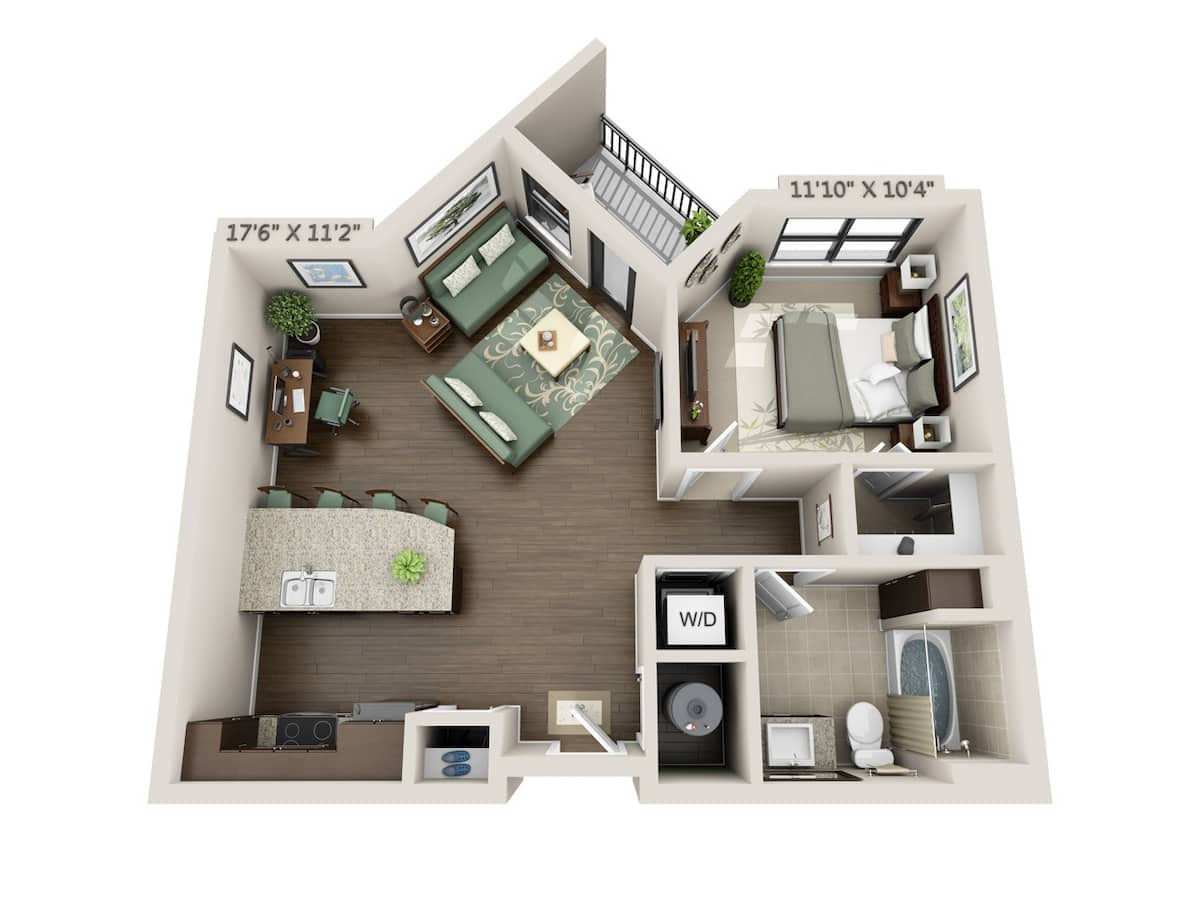 Floorplan diagram for Believe (A1C), showing 1 bedroom