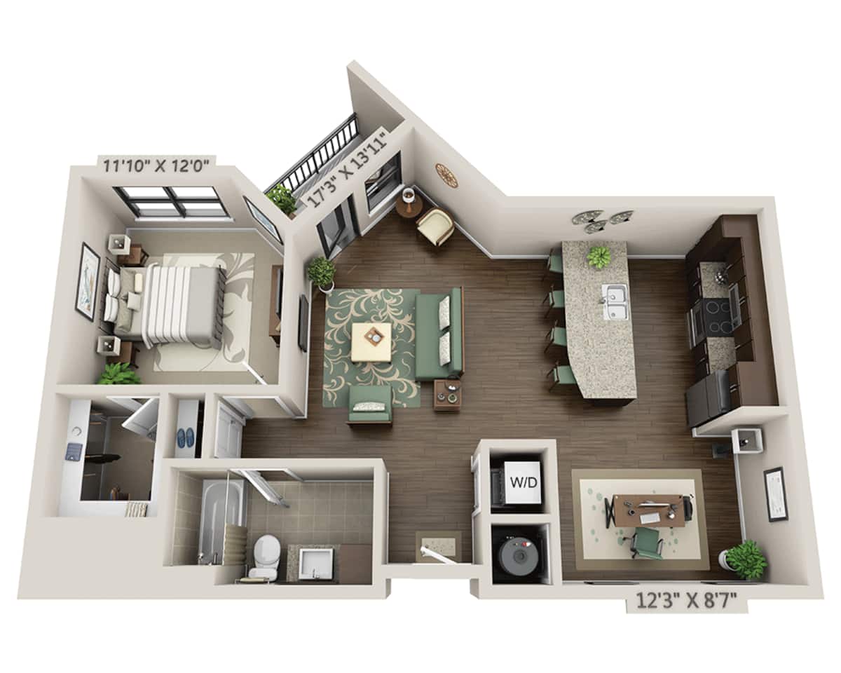 Floorplan diagram for Climb (A1FD), showing 1 bedroom