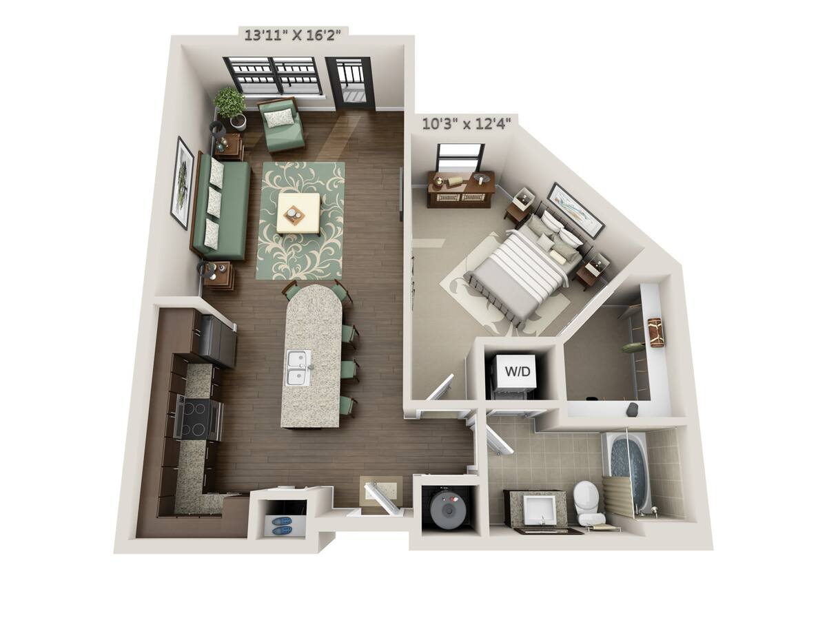 Floorplan diagram for Stretch (A1D), showing 1 bedroom