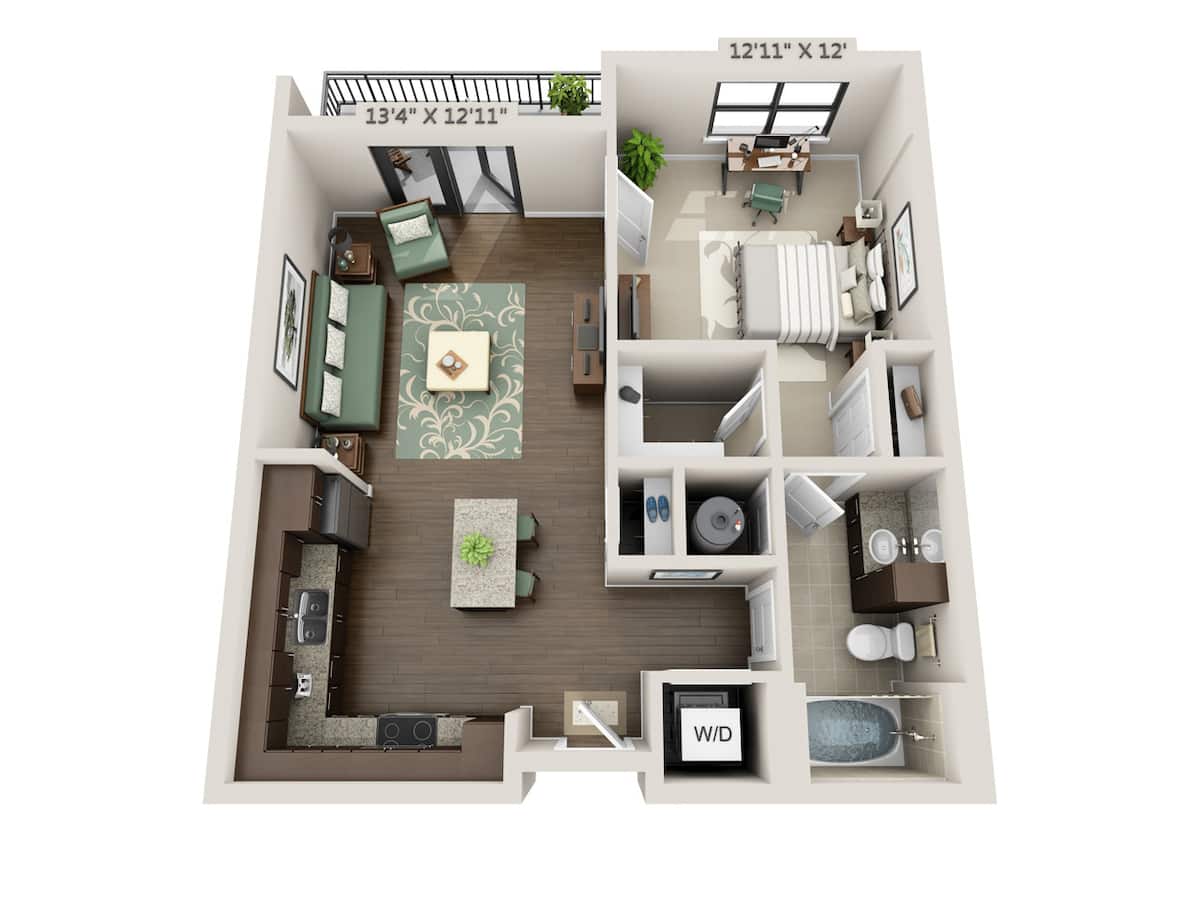 Floorplan diagram for Act (A1B), showing 1 bedroom
